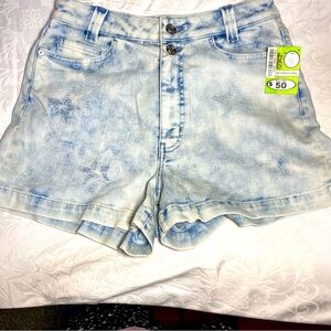 New Current/Elliot Rare/Unreleased 2019/20 Star Stitched High Rise Denim Shorts
